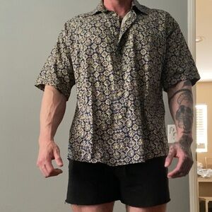 Tillys graphic collared tee punk dress shirt button up short sleeve streetwear